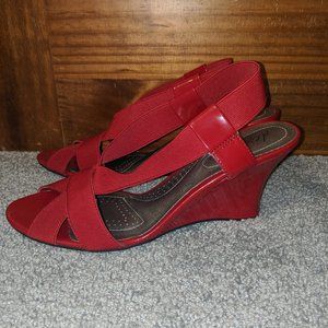 Red Wedge Sandals